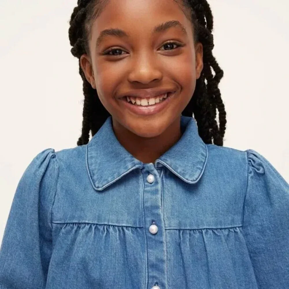 Size XS Girls' Denim Long Sleeve Shirtdress - kate spade new york x Target